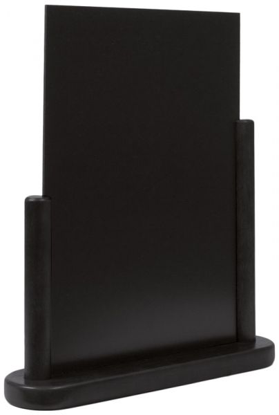 Tischaufsteller Kreidetafel, DIN A4, schwarzer PVC, Buchenholz, schwarz, 30 x 21 cm