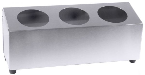 Besteckbehälter, einreihig, für 3 Besteckköcher, Edelstahl, 42,5 x 15 x 15 cm