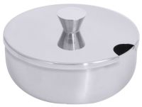 Zuckerdose, Deckel mit Ausschnitt, Edelstahl, I: 0,25 ltr., D: 10 cm, H: 4,5 cm Zuckerdose, Deckel mit Ausschnitt, Edelstahl, I: 0,25 ltr., D: 10 cm, H: 4,5 cm