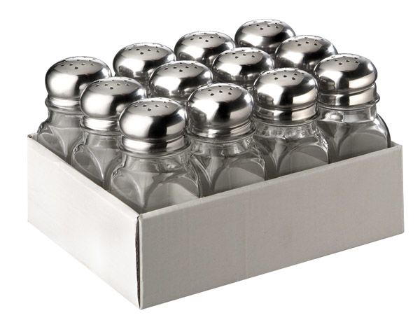 Allzweckstreuer 12er Set, je 4 x 4 cm, H: 10 cm, 0,07 ltr., Behälter aus Glas, je 13 Löcher