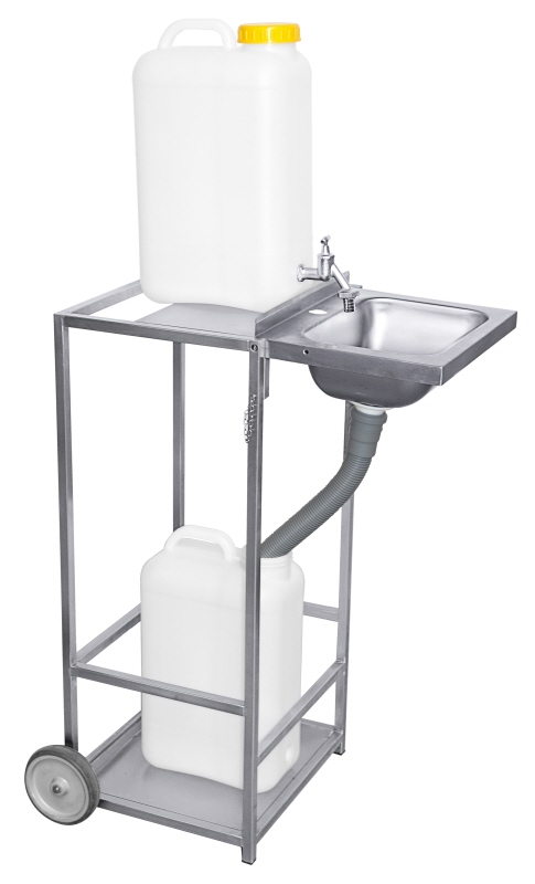 Mobiles Waschbecken Spülbecken Handwaschbecken Waschstation Schwarz Rollenhalter 