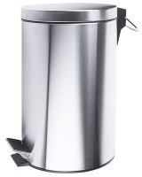Tretabfalleimer, schwarzer Kunststoffeinsatz, Edelstahl, I: 3 ltr., D: 17 cm, H: 25 cm Tretabfalleimer, schwarzer Kunststoffeinsatz, Edelstahl, I: 3 ltr., D: 17 cm, H: 25 cm