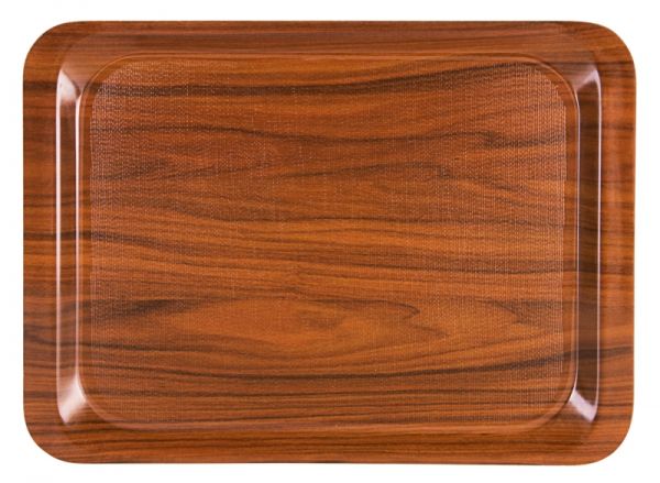 Serviertablett, nussbaumfarben, rutschfest, Pressholz, 44 x 32 x 1,7