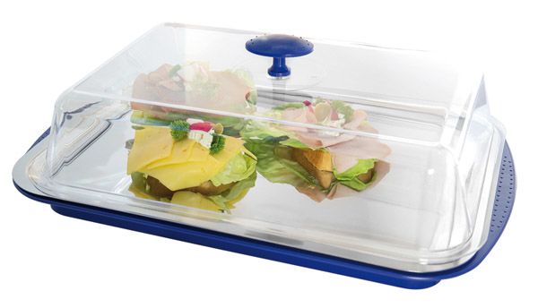 Thermo Tablett-Set 43 x 29 cm, H: 14 cm, Edelstahl-Tablett, stabile Schale