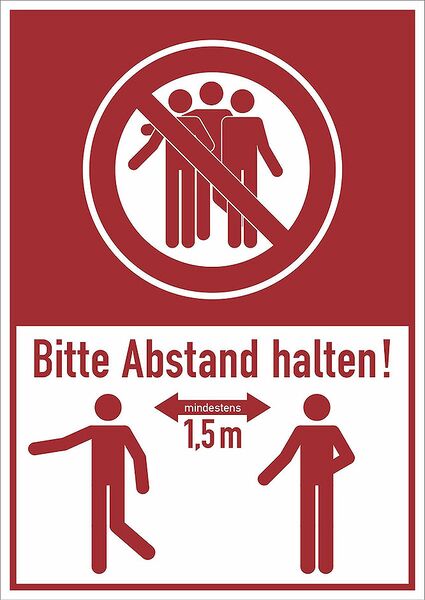 Schild einfarbig, PVC-Folie, Text: Bitte Abstand halten, Format: 37 x 26 cm