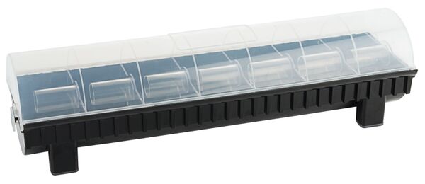 Etikettenspender für 7 Rollen, schwarz, 44,5 x 13 x 11,5 cm, PS