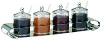 ELEGANCE Konfitürenbar Quadro 4 x 0,6 ltr., Edelstahl, opaler Behälter, L: 140 mm, B: 600 mm, H: 180 mm ELEGANCE Konfitürenbar Quadro 4 x 0,6 ltr., Edelstahl, opaler Behälter, L: 140 mm, B: 600 mm, H: 180 mm