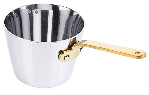 Mini Stieltopf, Edelstahl mit Messinggriff, I: 0,15 ltr., D: 7 cm, H: 5 cm, Stiellänge: 7 cm
