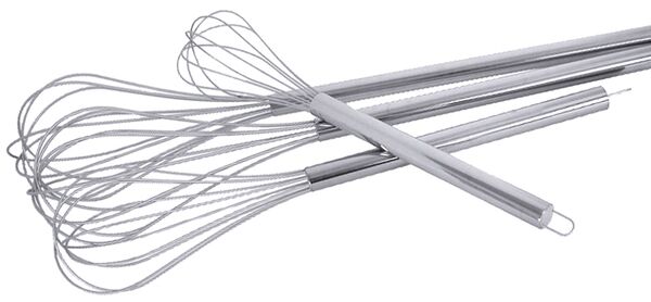 Rührbesen, 10 Drähte, Edelstahl, L: 63 cm, D: 2,8 mm, Stiel: 34 cm