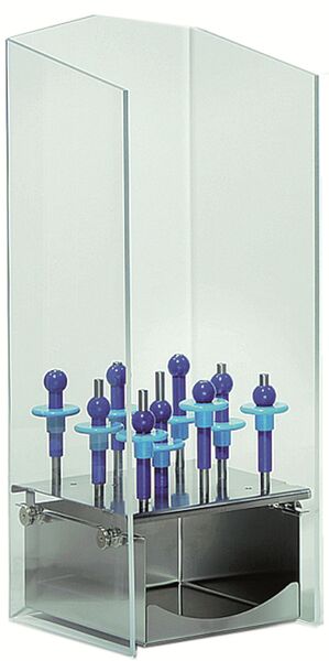 Eishörnchensilo - Modell 209, Plexiglas, EdSt., 9 Hörnchenhalter, LxBxH: 200 x 200 x 500 mm