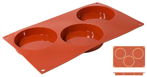 Silikon-Backmatte Biskuit, 3 Formen, D: 10 cm, H: 2 cm