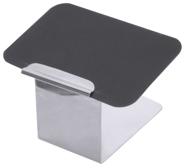 Kartenhalter mit Schreibtafel, Edelstahl, B: 4,5 cm, H: 8,5 cm, T: 5,5 cm