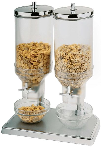 Cerealienspender FRESH & EASY, 22 x 35 cm, H: 52 cm, 2 x 4,5 ltr., Edelstahl