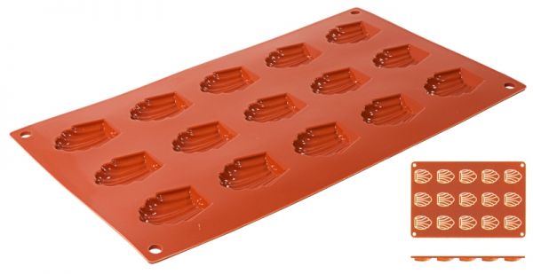 Silikon-Backmatte Madeleine, 15 Formen, 4,4 x 3,4 x 1 cm