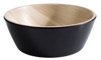 Schale FRIDA, Melamin, D: 12,5 cm, H: 4,5 cm, I: 0,25 ltr., innen: Holzoptik, außen: schwarz Schale FRIDA, Melamin, D: 12,5 cm, H: 4,5 cm, I: 0,25 ltr., innen: Holzoptik, außen: schwarz