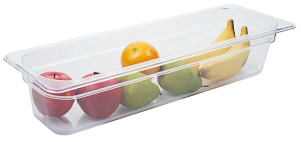 GN-Behälter 2/4, Polycarbonat, 53 x 16,2 cm, Tiefe: 100 mm, I: 4,5 ltr.