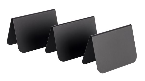 Tischaufsteller 10er Set, 7,5 x 3,5 cm, H: 5 cm, PVC, schwarz