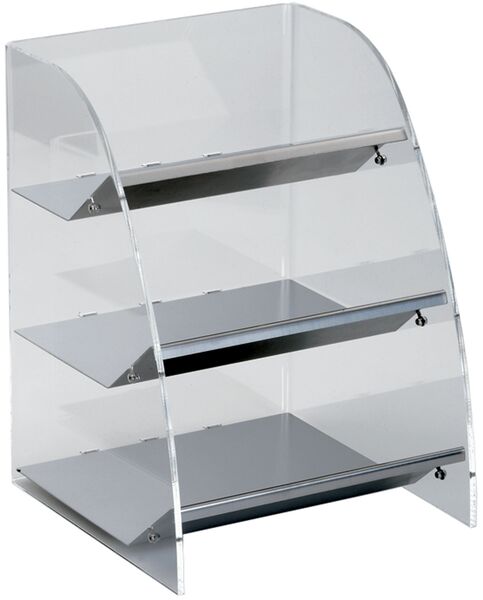 Tresenaufsteller mit 3 Fächern - Modell 643, EdSt., Plexiglas, LxBxH: 250 x 250 x 340 mm