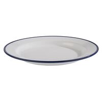 Teller ENAMEL LOOK, D: 24,5 cm, H: 2,5 cm, Melamin, weiß, blauer Rand Teller ENAMEL LOOK, D: 24,5 cm, H: 2,5 cm, Melamin, weiß, blauer Rand
