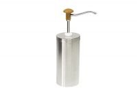 Dosierspender rund, Edelstahl, 1-fach gelb, Inh. 2,25 ltr., 107 x 107 x 358 mm Dosierspender rund, Edelstahl, 1-fach gelb, Inh. 2,25 ltr., 107 x 107 x 358 mm