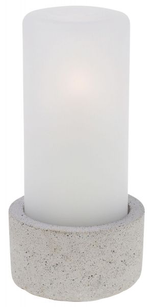 Tischlampe Concrete 60A, Lampenkörper: Beton hell, Glaszylinder: milchig, Höhe: 16 cm