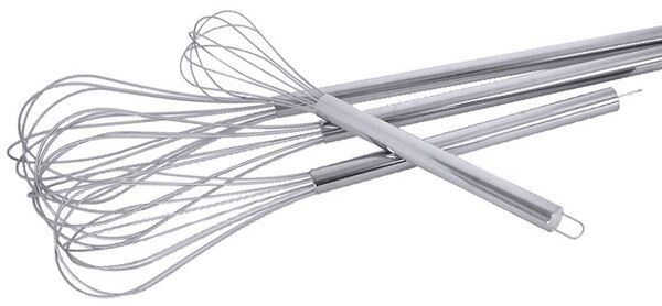 Rührbesen, 10 Drähte, Edelstahl, L: 100 cm, D: 3,8 mm, Stiel: 60 cm