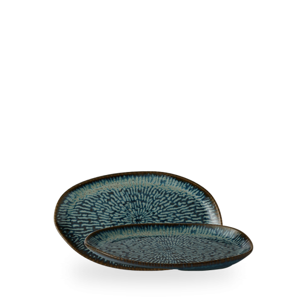 Churchill, Envisage Cascade : Sapphire Blue - Teller länglich organisch, 22 x 13 cm
