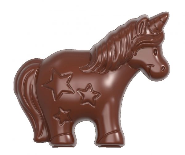 Schokoladen- Form Einhorn, Doppelform, 275 x 135 mm, 2 x 6 Stück 45 x 39 x 9,3 mm