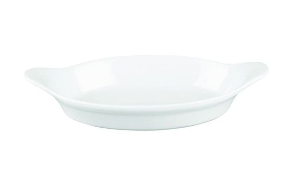 Churchill, Cookware - Backform oval m. 2 Griffen, uni/ weiss, 20,5 x 11,3 cm/ 0,26 ltr.