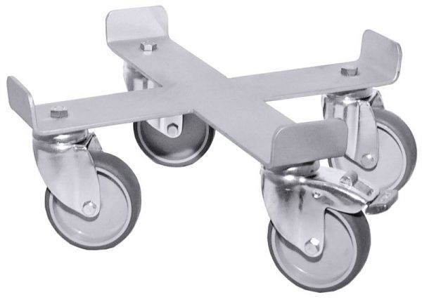 Rolluntersatz vierarmig, für Art.-Nr. 3007/ 3008 mit D: 35 cm, mit Feststeller, Edelstahl, Räder: D: 7,5 cm
