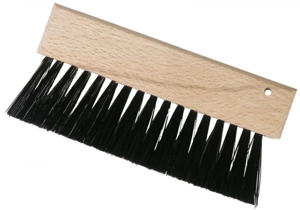 Tischbürste, schwarze Borsten aus PP, Holzgriff, 9,5 x 4,5 cm