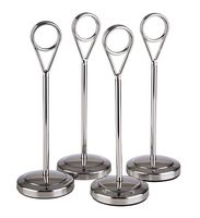 Kartenhalter, 4er Set, mit 20 schwarzen Karten, D: 5 cm, H: 15,5 cm, Farbe: stainless steel Kartenhalter, 4er Set, mit 20 schwarzen Karten, D: 5 cm, H: 15,5 cm, Farbe: stainless steel