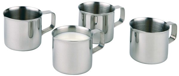 Milchkännchen, 4er Set D: 3,6 cm, H: 3,5 cm, Edelstahl, mit Griff, I: 0,025 ltr.
