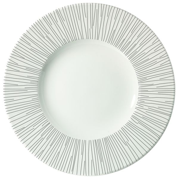 Churchill, Bamboo - Teller flach breite Fahne, uni/ weiss, 23,6 cm