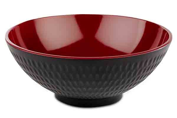 Schale ASIA PLUS D: 20 cm, H: 8 cm, 1,1 ltr., Melamin, außen: schwarz, matt, innen: rot