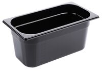 GN-Behälter 1/3, Polycarbonat schwarz, 17,6 x 32,5 cm Tiefe: 150 mm, I: 5,43 ltr. GN-Behälter 1/3, Polycarbonat schwarz, 17,6 x 32,5 cm Tiefe: 150 mm, I: 5,43 ltr.