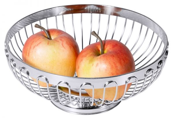Brot-, Obstkorb, rund, Edelstahl, D: 17 cm, H: 7,5 cm