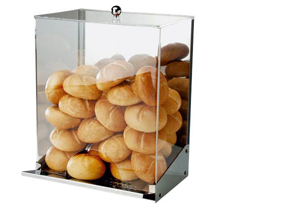 Brötchen-Spender 32,5 x 27,5 cm, H: 56 cm, inklusive Deckel für ca. 65 - 70 Brötchen