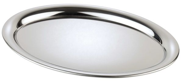 Serviertablett KAFFEEHAUS, 19 x 15 cm, H: 1 cm, oval, Edelstahl, hochglanzpoliert