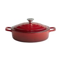 Bräter m. Deckel 5 STARS, Gusseisen emailliert, D: 28 cm, H: 7 cm, I: 3 ltr., aussen: rot, innen: creamy Bräter m. Deckel 5 STARS, Gusseisen emailliert, D: 28 cm, H: 7 cm, I: 3 ltr., aussen: rot, innen: creamy