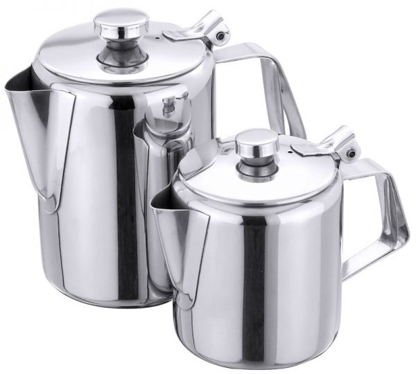 Kaffeekanne, Scharnierdeckel und Ausgussieb, Edelstahl, I: 2,8 ltr., D: 14,5 cm, H: 20,5 cm