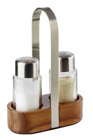 Pfeffer und Salz-Menage WOOD, 11,5 x 5,5 cm, H: 17 cm, 18/8 Edelstahl, mattiert Pfeffer und Salz-Menage WOOD, 11,5 x 5,5 cm, H: 17 cm, 18/8 Edelstahl, mattiert