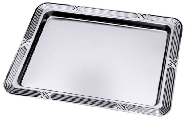 GN-Tablett 1/2 mit Dekor-Rand, Edelstahl, 32,5 x 26,5 x 1,5 cm