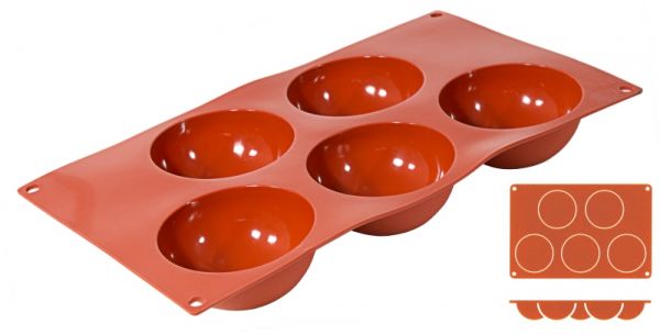 Silikon-Backmatte Halbkugel, 5 Formen, D: 8 cm, H: 4 cm