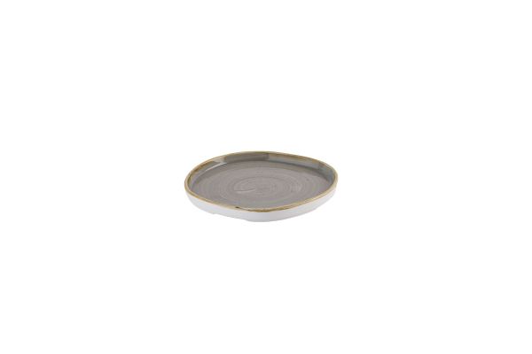 Churchill, Stonecast : Peppercorn Grey - Teller flach organisch m. erhöhten Rand, 21 x 2 cm