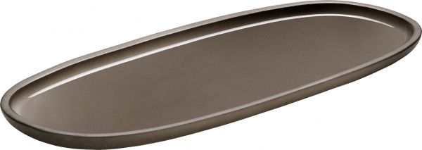 Playground, Steinzeug - RENEW : Platte oval, taupe, 35 x 15 cm