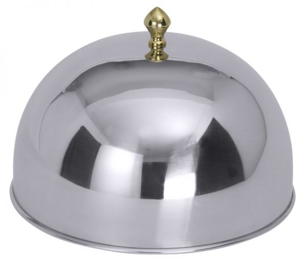 Speiseglocke mit vergoldetem Griffknopf, Edelstahl, D: 26,8 cm, H: 15 cm