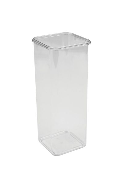 Vorrats-, Gewürzdose rechteckig inkl. Deckel, PS transparent, 170 x 170 x 380 mm/ 2 ltr.