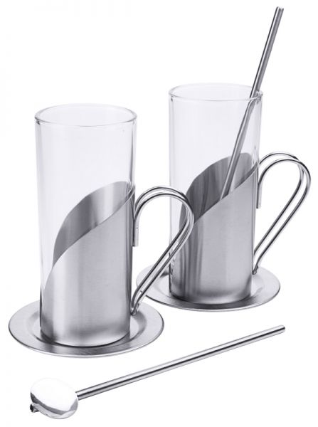 Irish Coffee Gläser-Set, Edelstahl, I: 0,25 ltr., D: 6 cm, H: 13,5 cm