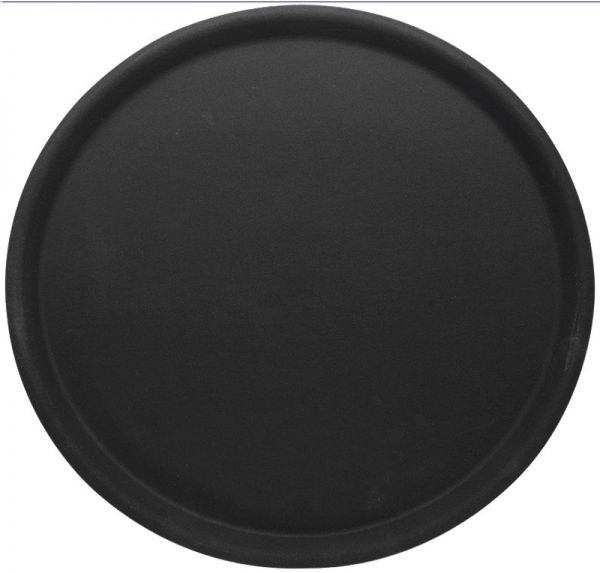 Tablett rund, rutschfest, schwarz, gummilaminiert, D: 43 cm, H: 1,5 cm